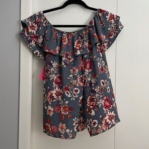 Grey Floral Top